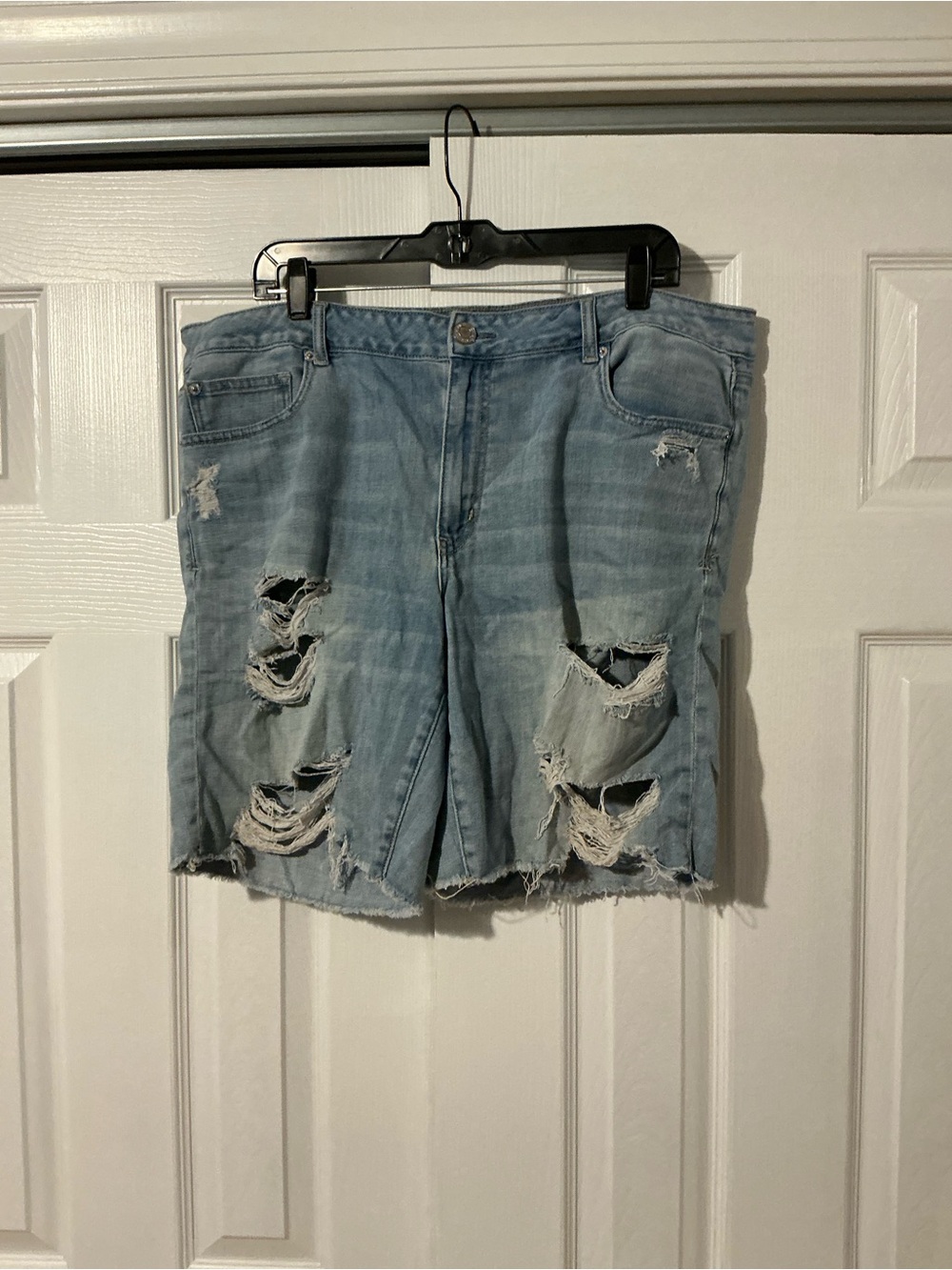American Eagle Outfitters Light Wash Distressed Denim Bermuda Shorts